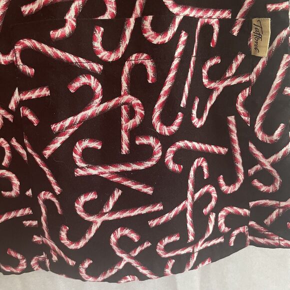 Tafford Womens Scrub Top Candy Canes Christmas Size Medium Black Holiday Stripes - Picture 3 of 9